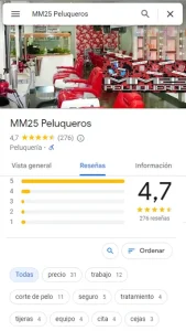 Opiniones de clientes en Google
